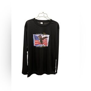 Patriotic Land of the Free Home of the Brave Long Sleeve Shirt Black Large